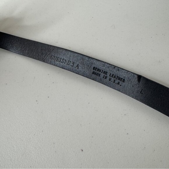 Vintage Guess Black Leather 90s Y2K Minimalist Belt Made in USA Size L - Picture 7 of 14